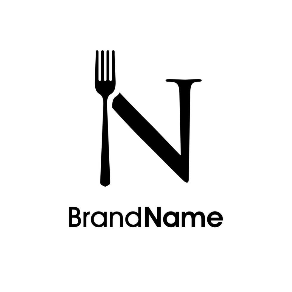 Elegant Initial N Fork Logo vector