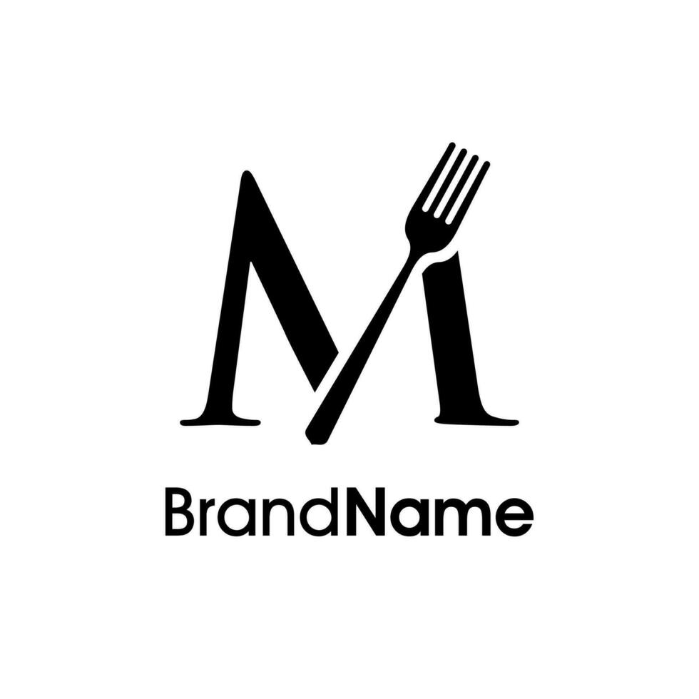 Elegant Initial M Fork Logo vector