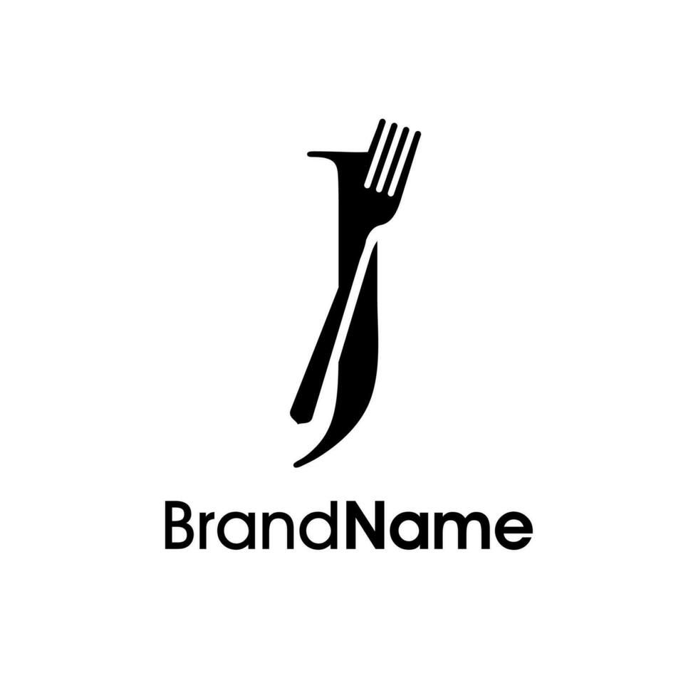Elegant Initial J Fork Logo vector