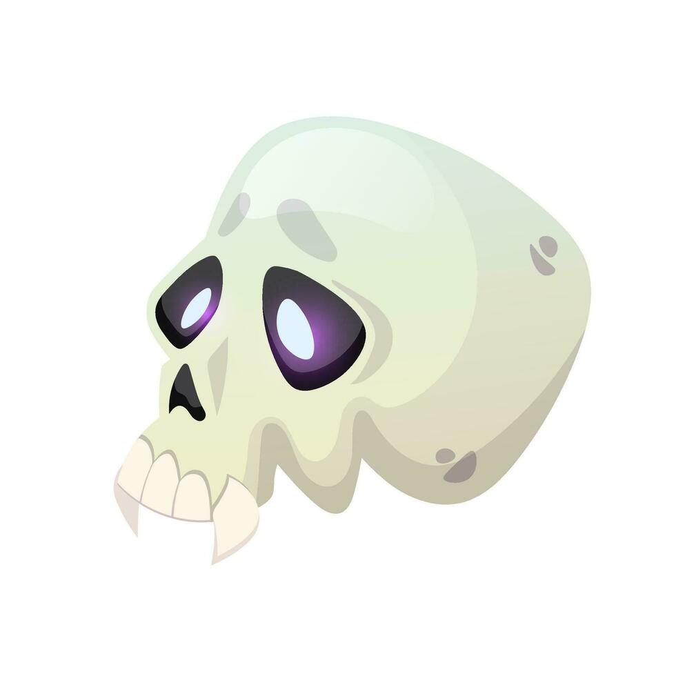 Spooky skull halloween decoration. Vector cartoon Illustration isolated on white.