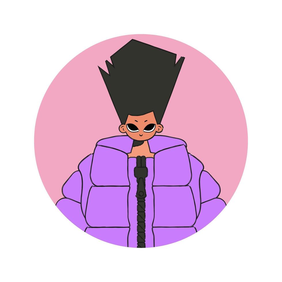 Round avatar guy in the style of the 80s and 90s. vector