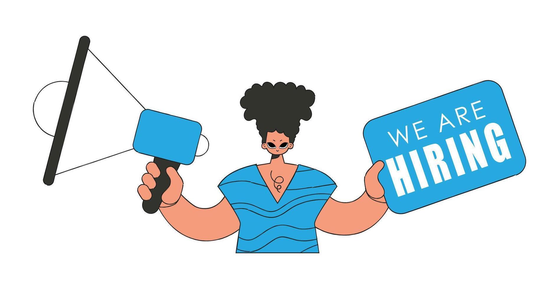 A man holds a megaphone in his hands. Recruitment and search of personnel. vector