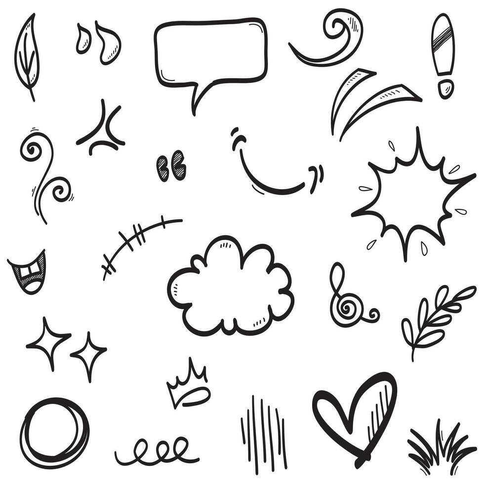 Doodle lines, Arrows, circles and curves vector.hand drawn design elements isolated on white background for infographic. vector illustration.