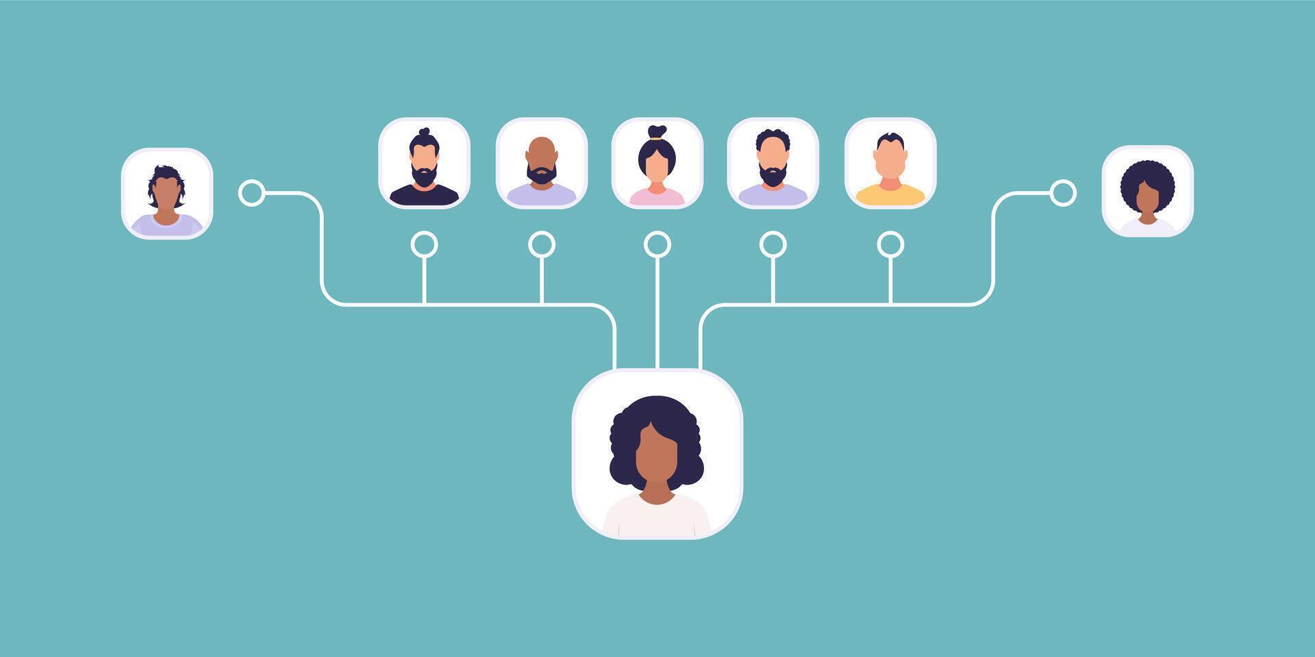 Scheme of subordination of people. Flat style. Vetkaran illustration. vector