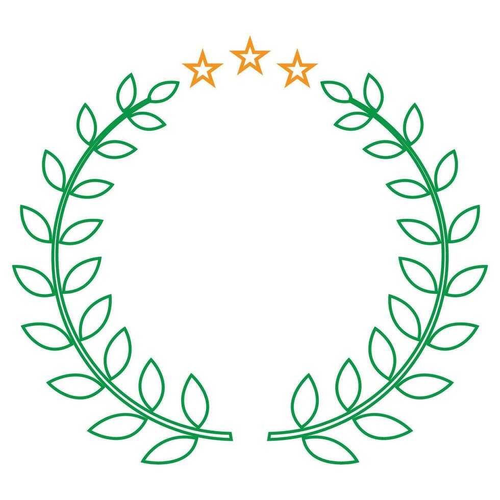 Illustration logo green laurel wreath with stars vector