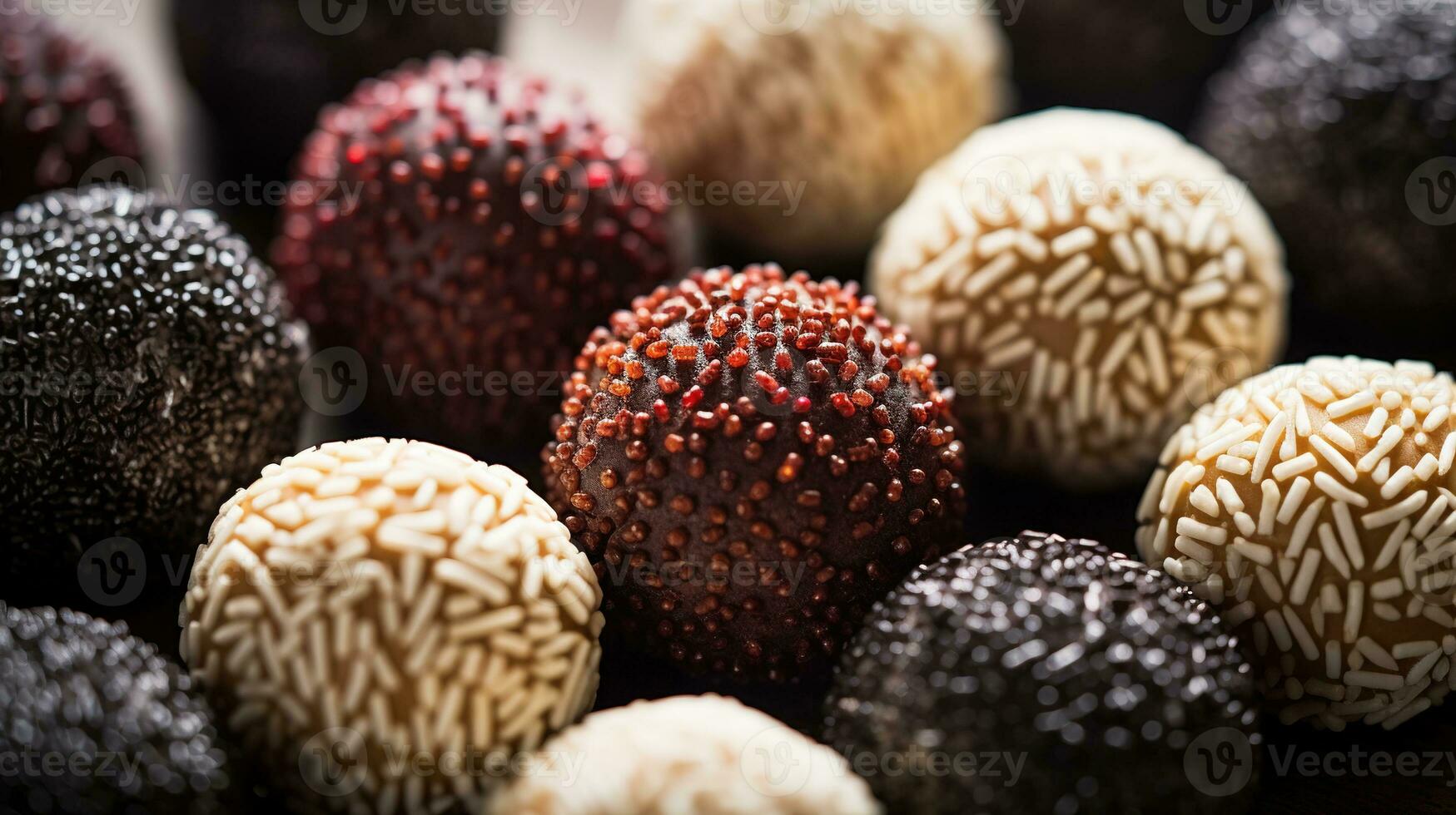 generativo ai, chocolate caramelo pelotas, cerca arriba tradicional brasileño brigadeiro foto