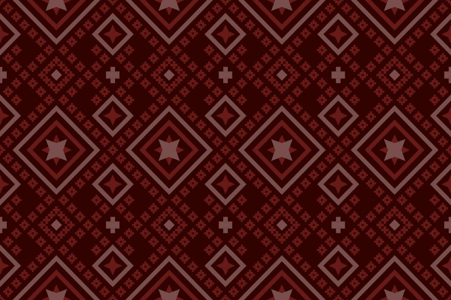 Red traditional ethnic pattern paisley flower Ikat background abstract Aztec African Indonesian Indian seamless pattern for fabric print cloth dress carpet curtains and sarong vector