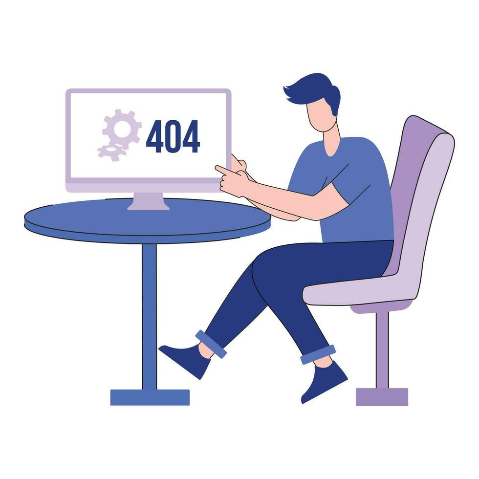 Computer screen with 404 error concept. trending flat illustration. vector