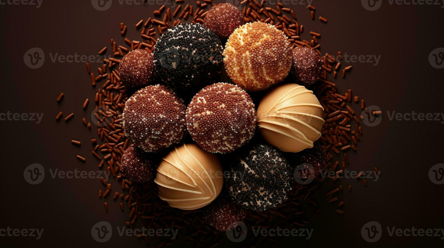 generativo ai, chocolate caramelo pelotas, cerca arriba tradicional brasileño brigadeiro foto