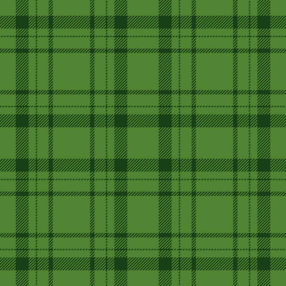 Plaid seamless pattern in green. Check fabric texture. Vector textile print.