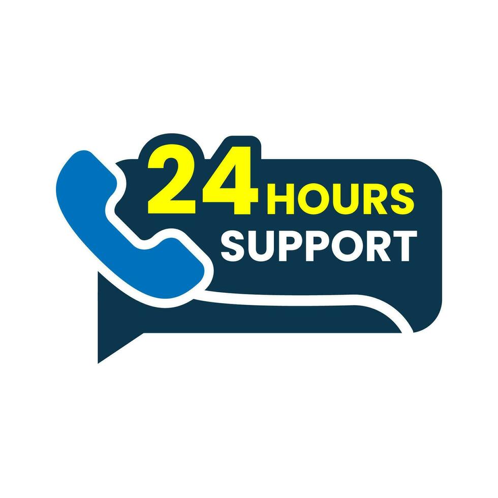 24 hours support concept illustration flat design vector eps10. modern graphic element for ui, banner, infographic, icon, sticker, button