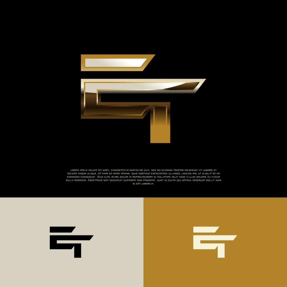 ET Initial Alphabet Logo Letter in Black Gold Color vector