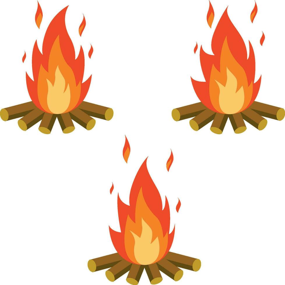 Bonfire animation flame isolated on white vector