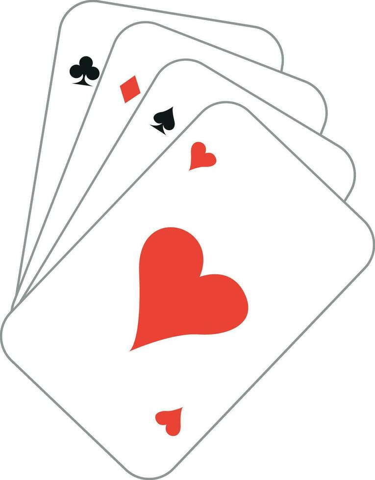 Fan of four black and red playing cards isolated on white background vector