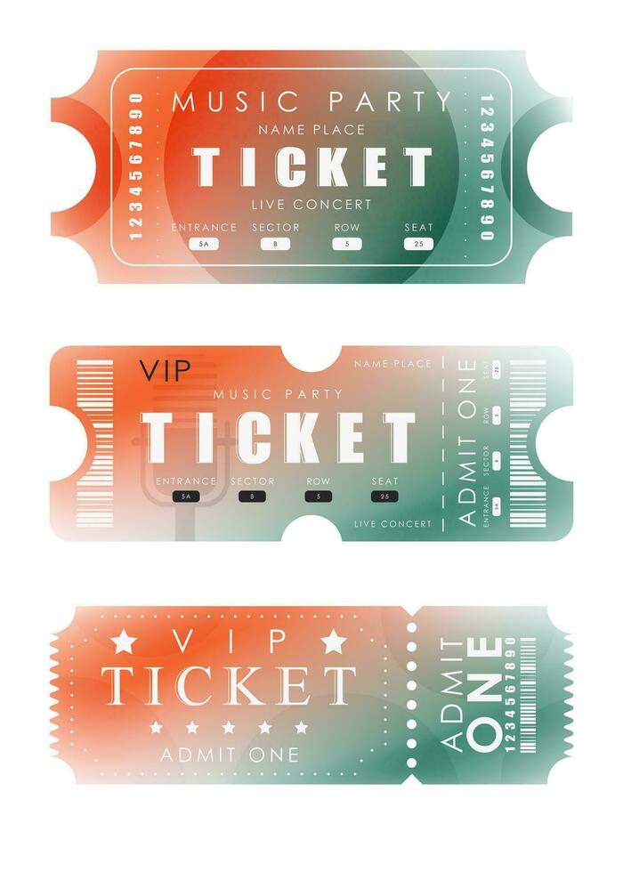 Ticket template set. Ready design for your business. Isolated. Vector illustration.