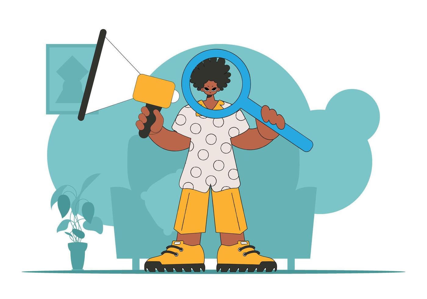 Topic Human resource and recruitment. A man with a megaphone. labor market. vector