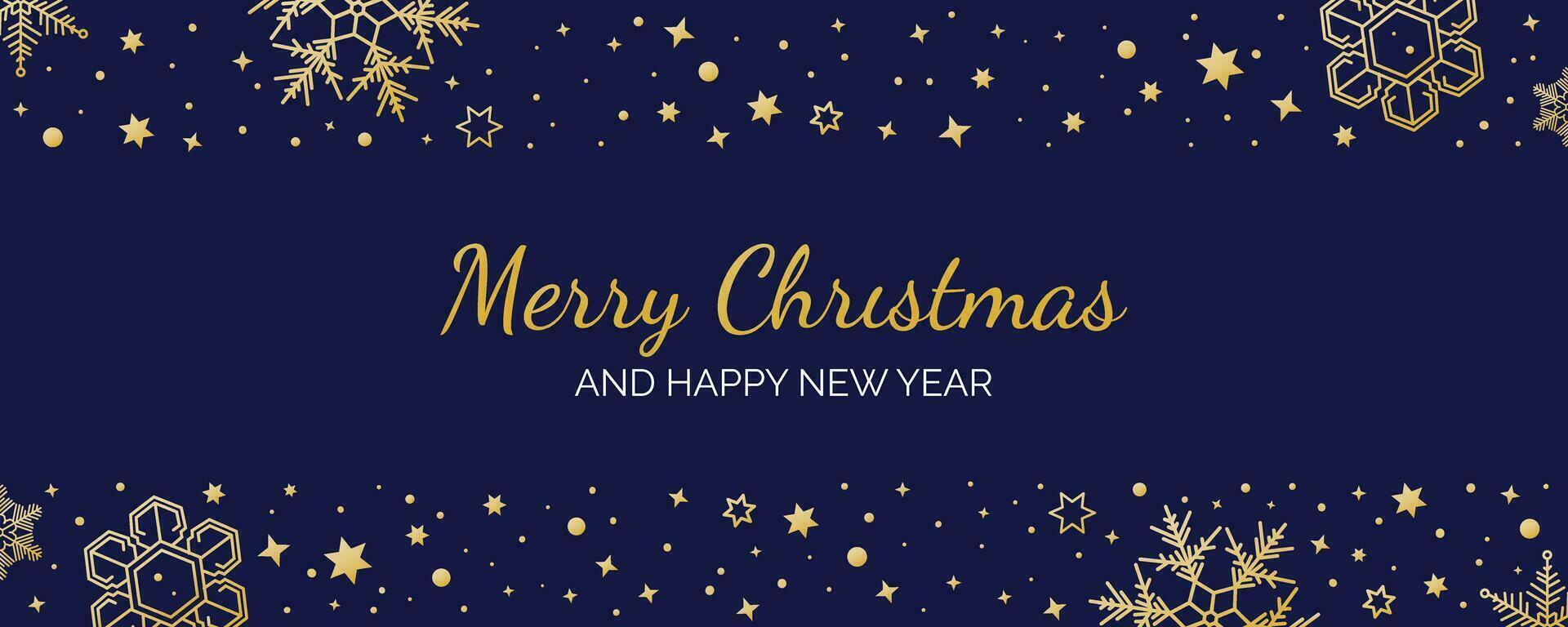 Merry Christmas and New Year card with abstract gold decoration on Cobalt Blue color background vector