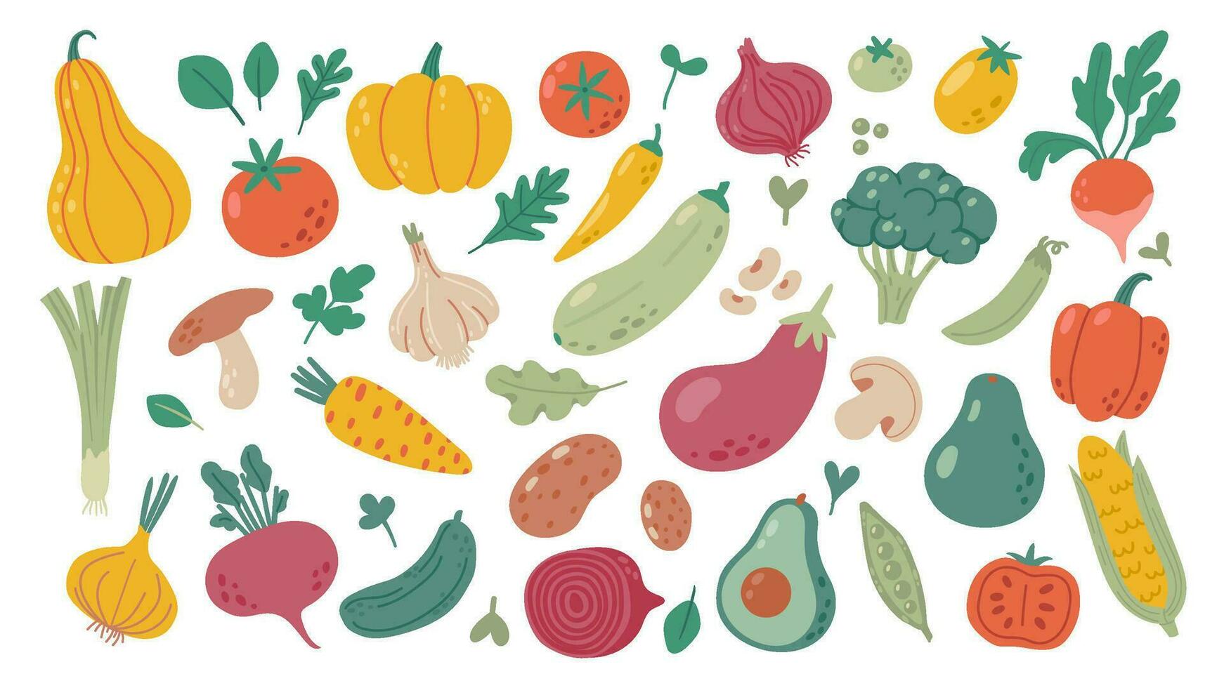 sencillo garabatear vegetales. vegano dieta tienda de comestibles productos, sano comida Cocinando ingredientes mano dibujado vector ilustración conjunto
