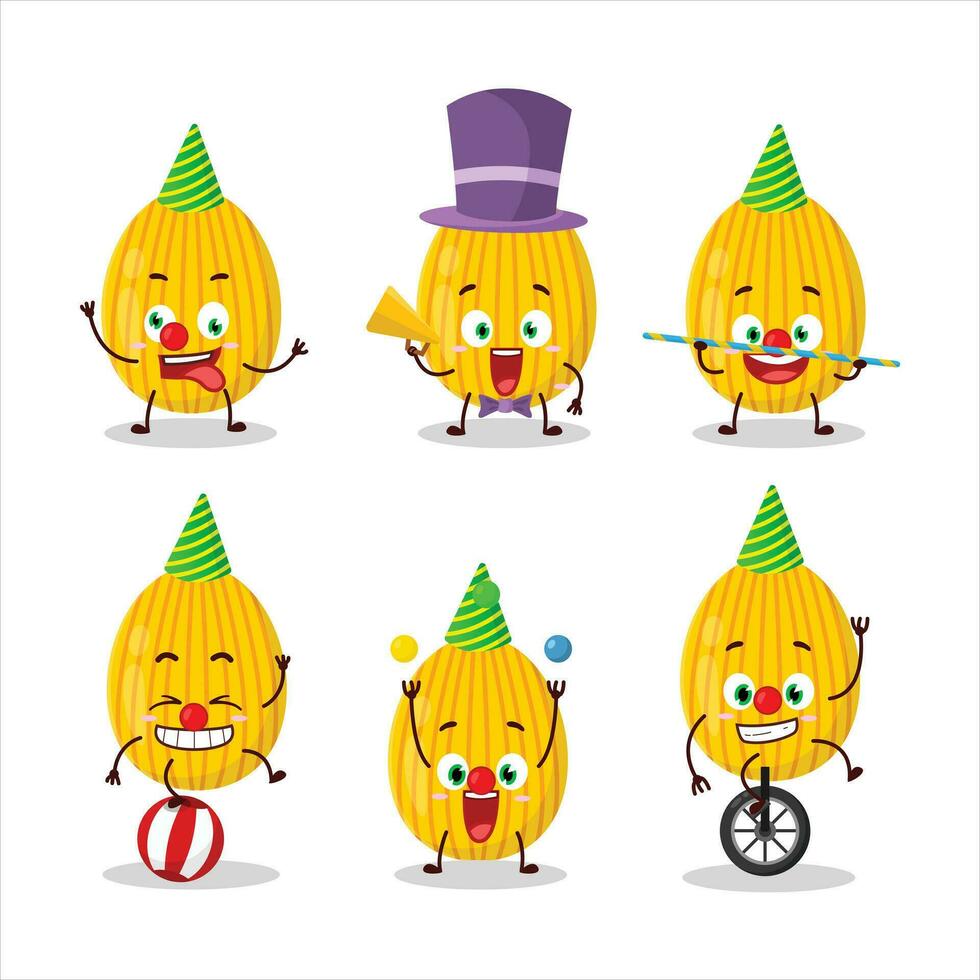 Cartoon character of amber easter egg with various circus shows vector
