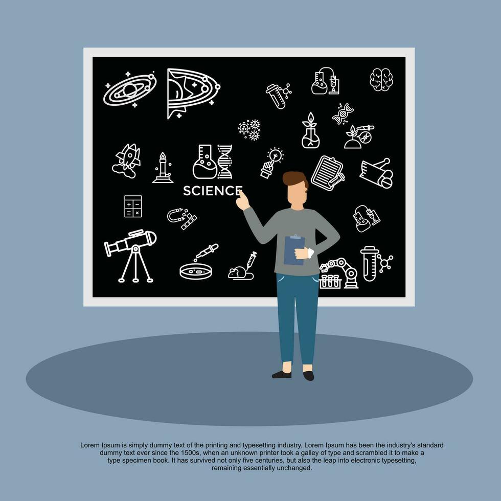 science concept. various scientific research fields. science education. vector illustration