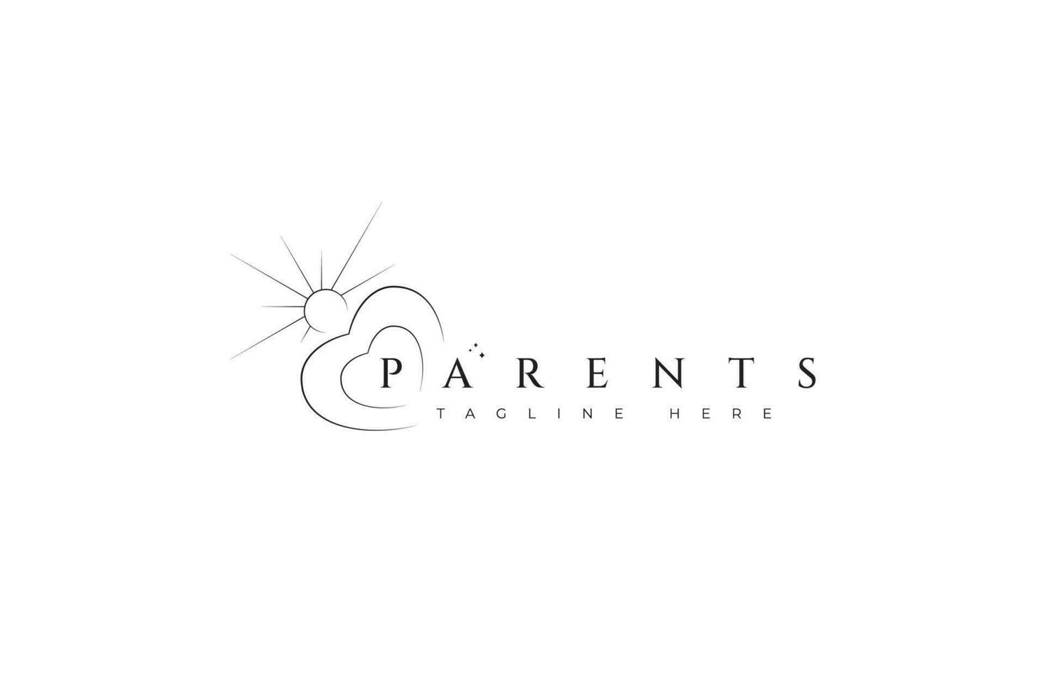 Brillo Solar y amor firmar símbolo para educación paternidad preescolar niños cuidado logo vector