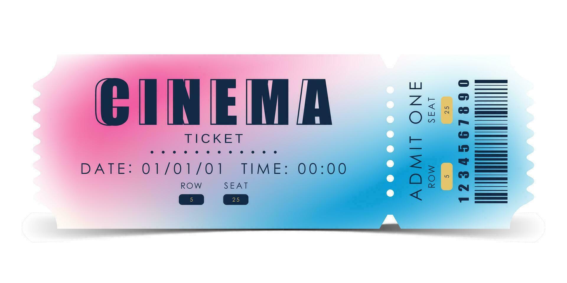 Cinema ticket design. Ticket design template. Vector illustration.