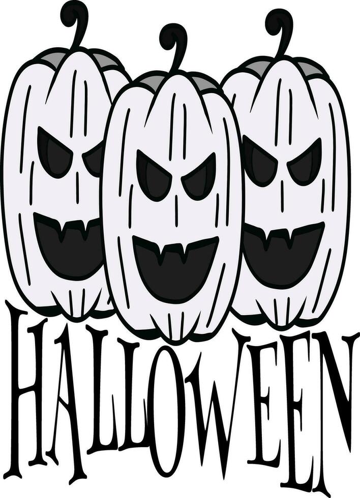 Halloween cartoon hand drawns black and white icon character. vector