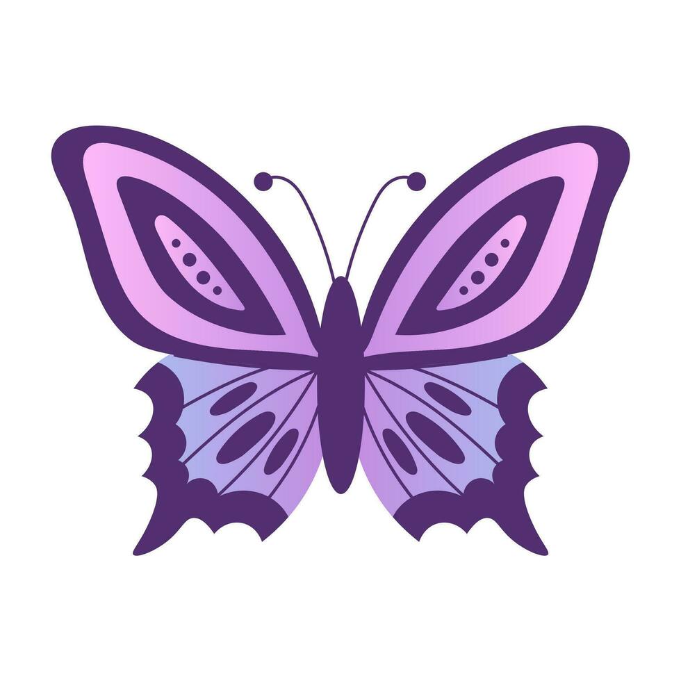 Gradient butterfly vector illustration in doodle style