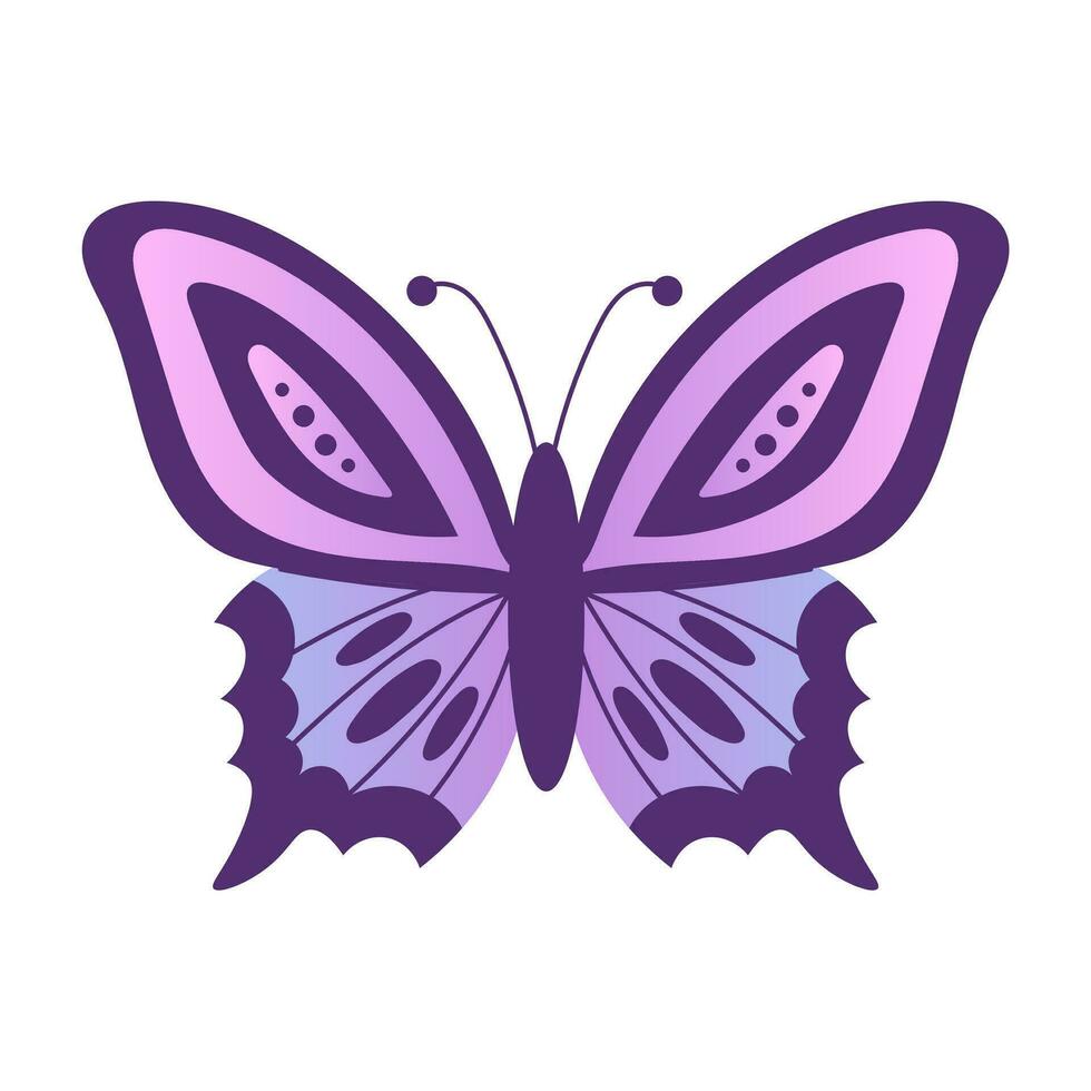 Gradient butterfly vector illustration in doodle style