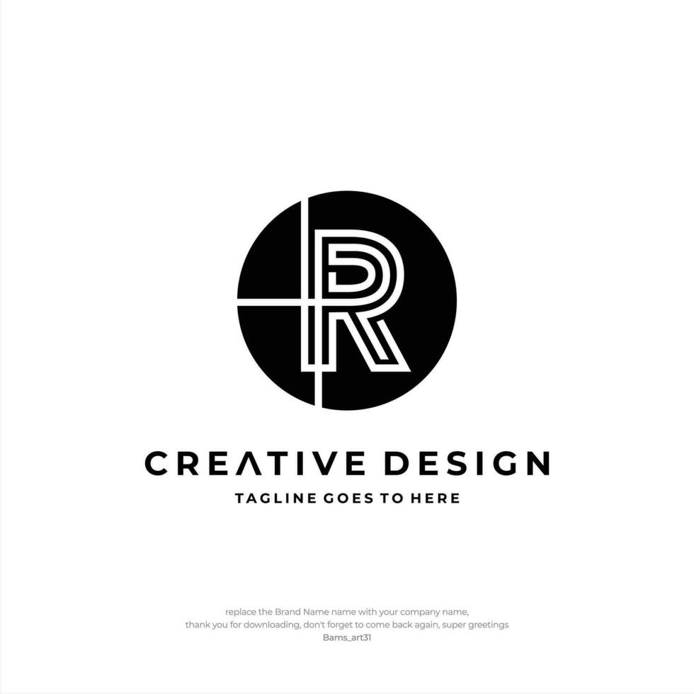 inicial r letra r logo circulo creativo diseño vector