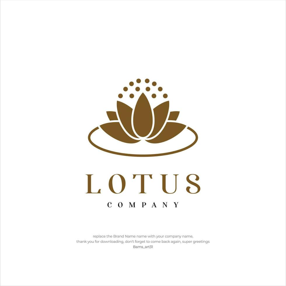 Lotus flower logo. Vector design lotus icon template on dark and pink background in flat style and lines with gold effect for eco, beauty, spa, yoga, medical company