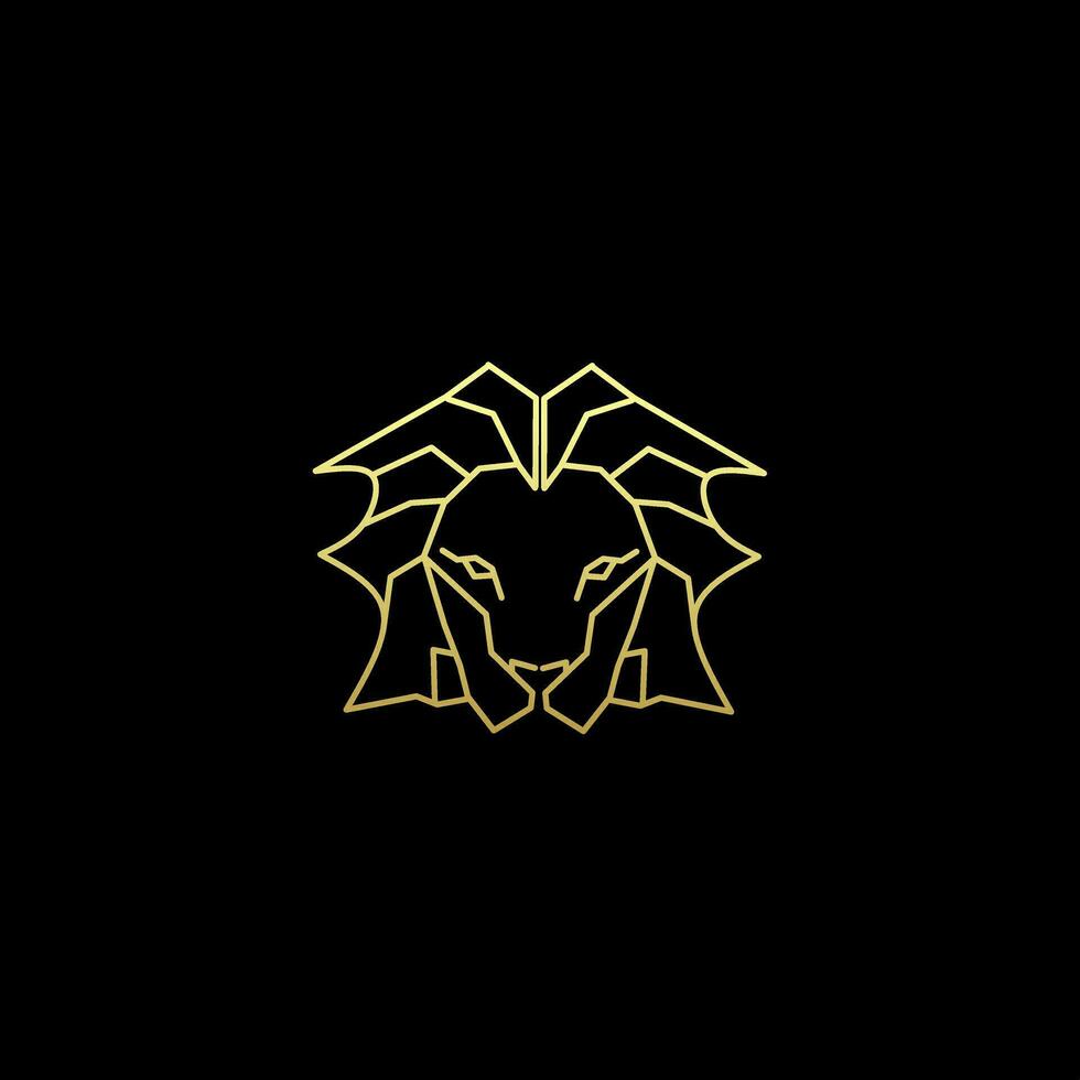 poderoso dorado león cabeza logo. combina el lujo y simbólico poder de el león vector