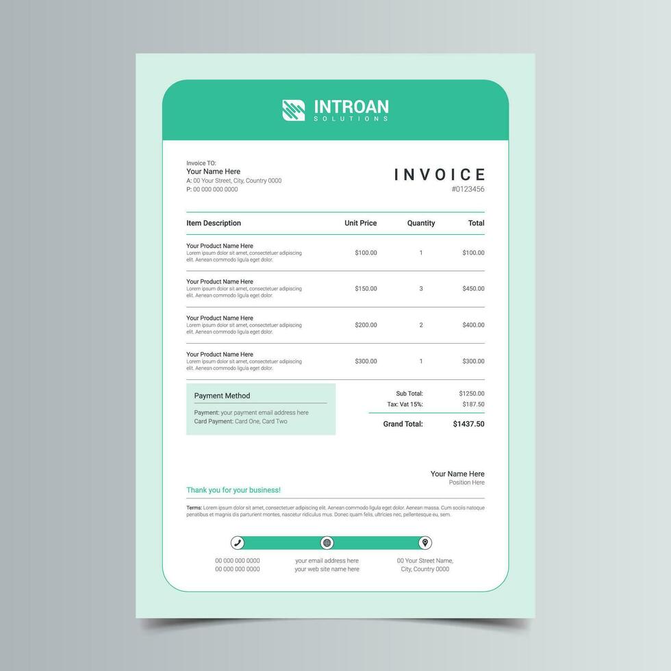 Modern and Corporate Invoice Template vector