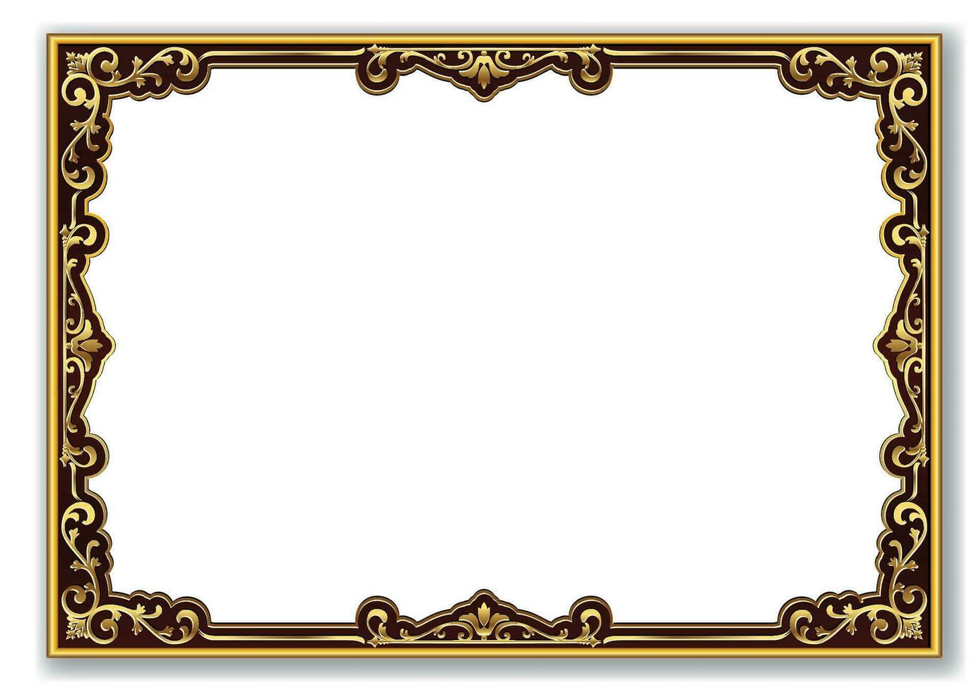 Gold photo frame with corner line floral Vector design