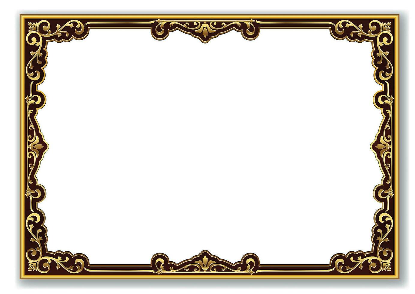 Gold photo frame with corner line floral Vector design