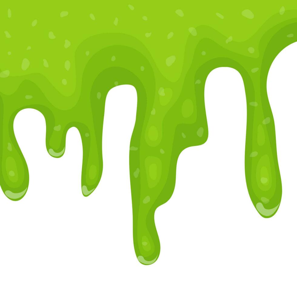 Green dripping liquid slime on white background. Vector illustration