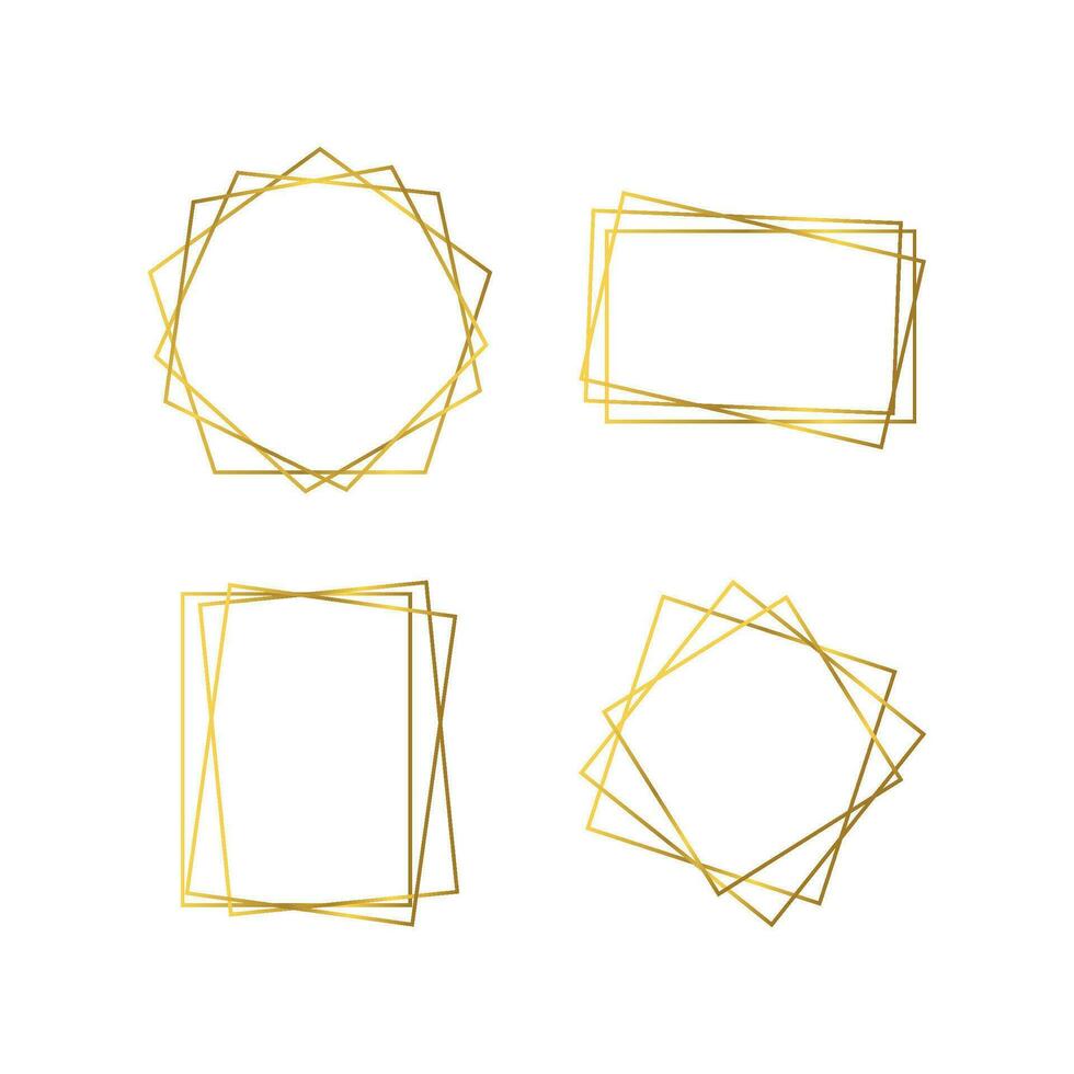 Gold geometric polygonal frame vector