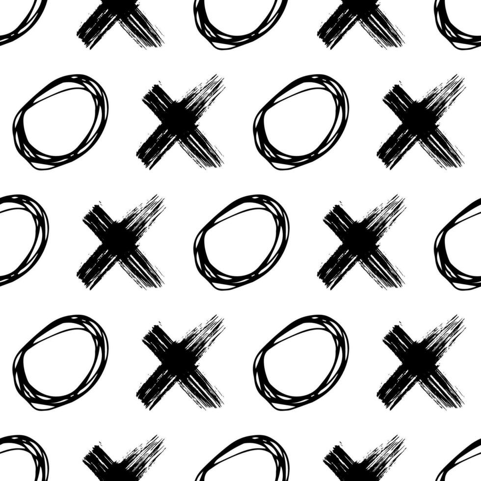 Seamless pattern with hand drawn cross and circle shapes vector