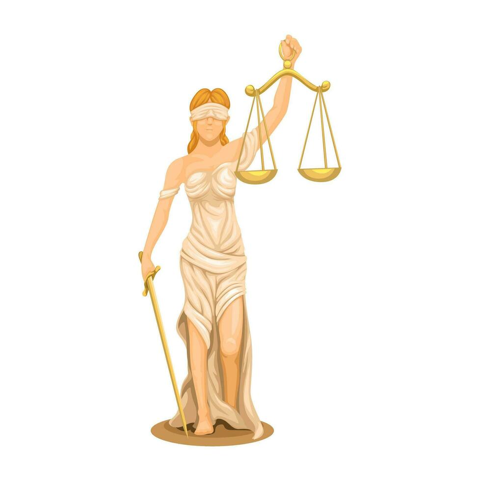 Lady Justice Figure Character. Law Mascot Symbol Illustration Vector