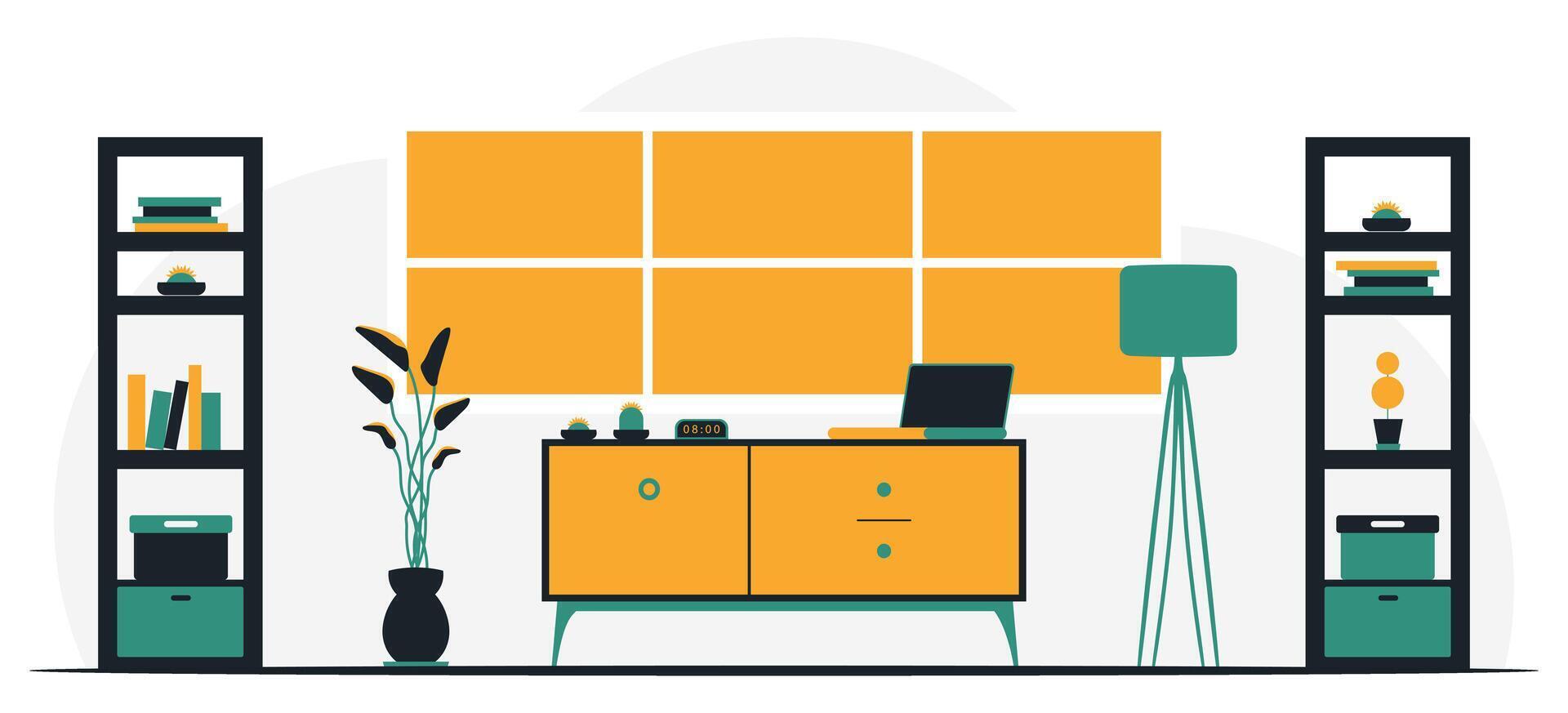Minimalistic charming room background with vibrant colors. vector