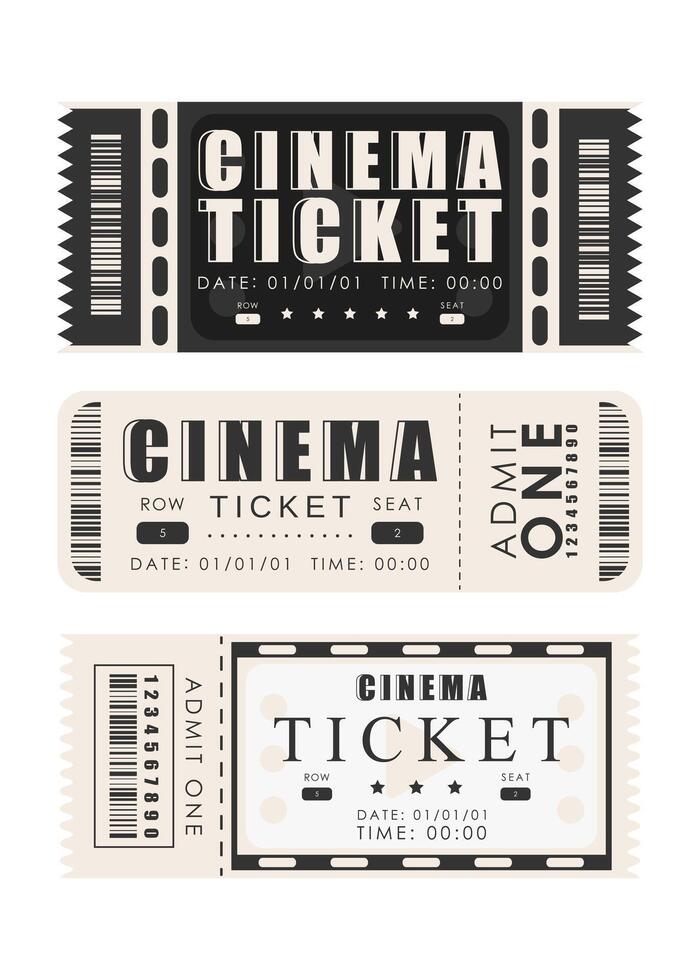 Ticket template set. Pass card design. Isolated on white background. illustration. vector