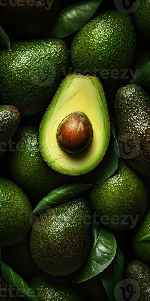 close upavocado with water droplets on it, Generative AI photo