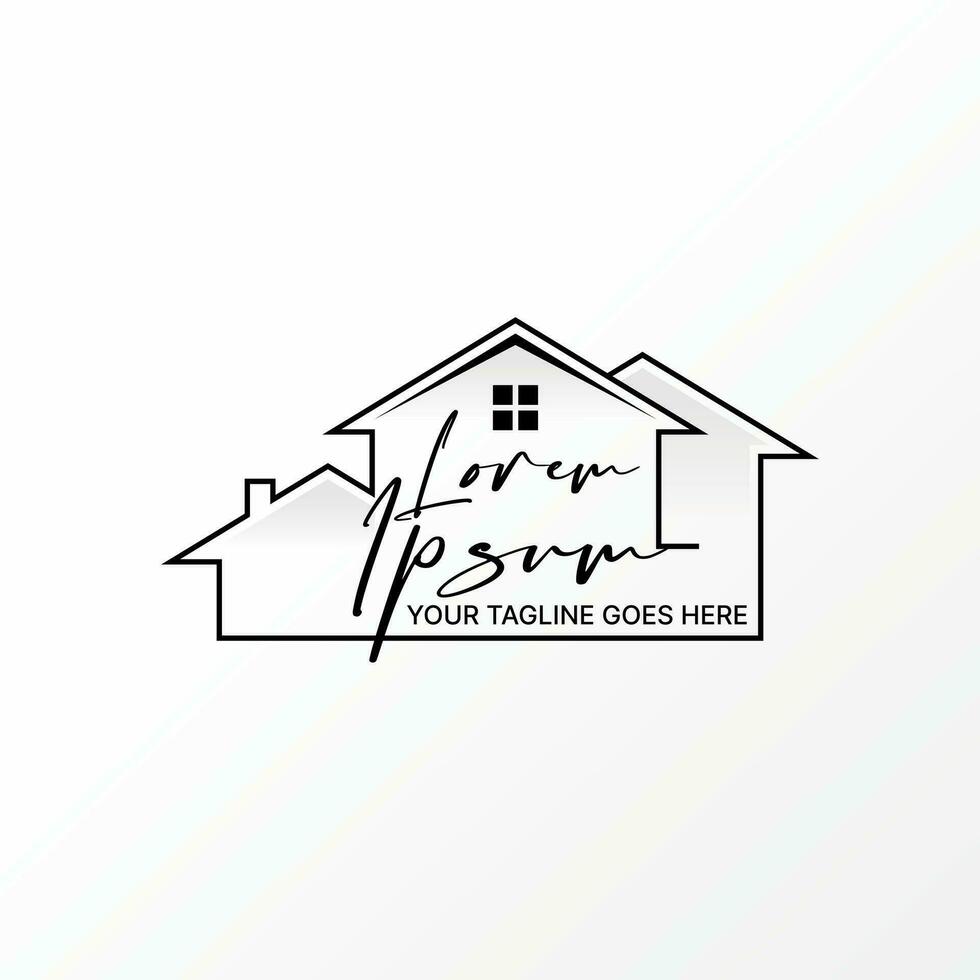 Logo design graphic concept creative abstract premium vector stock sign simple unique line house with 3 roof house. Related to property home mortgage