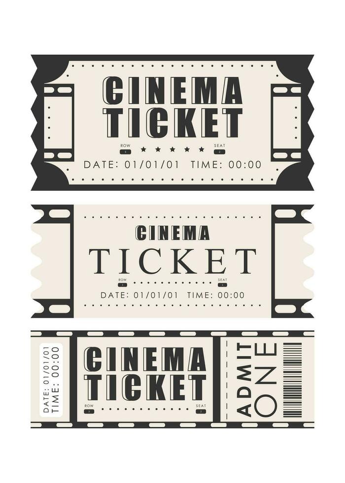 Ticket template set. Pass card design. Isolated. Vector illustration.