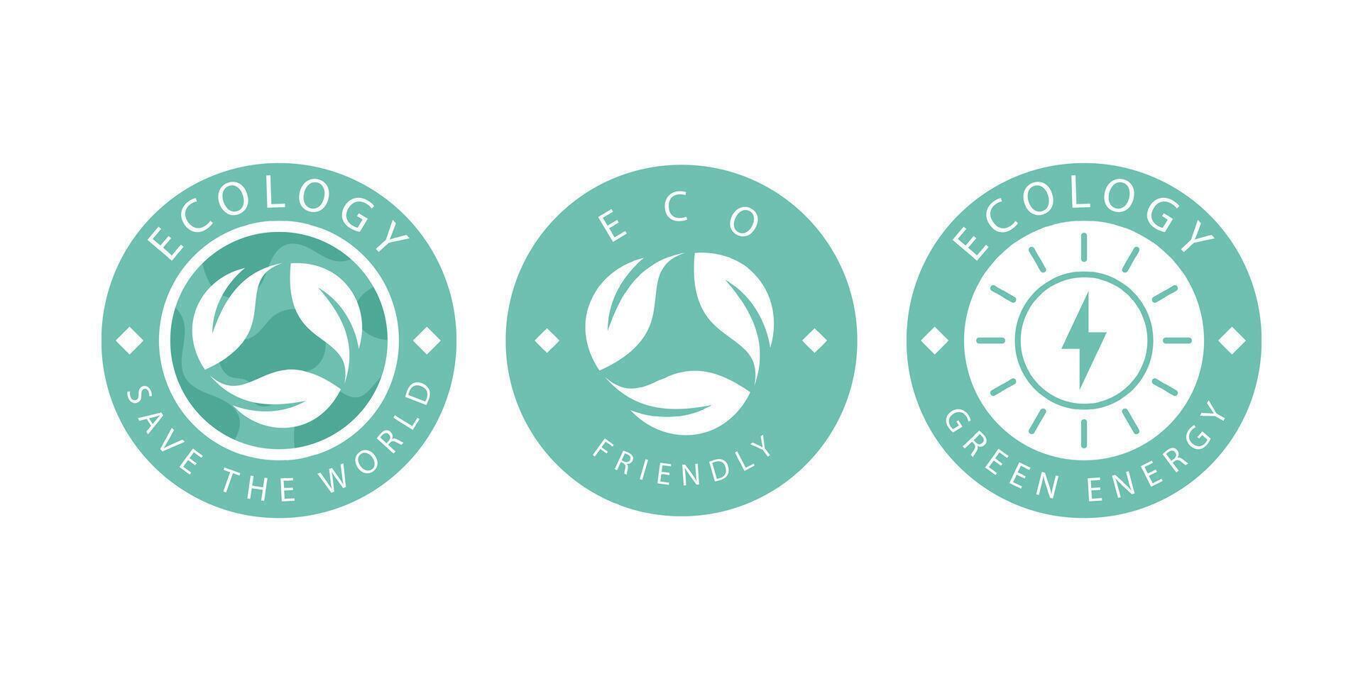 A set of logos on the theme of recycling, ecology and zero pollution. Isolated on white background. illustration. vector