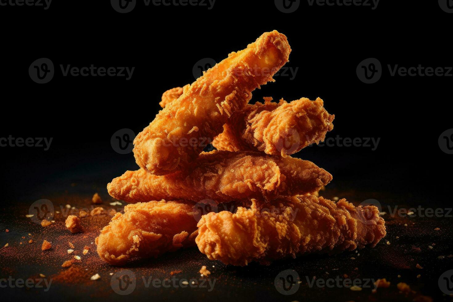 Fried chicken Wings with Kethcup, Generative AI photo