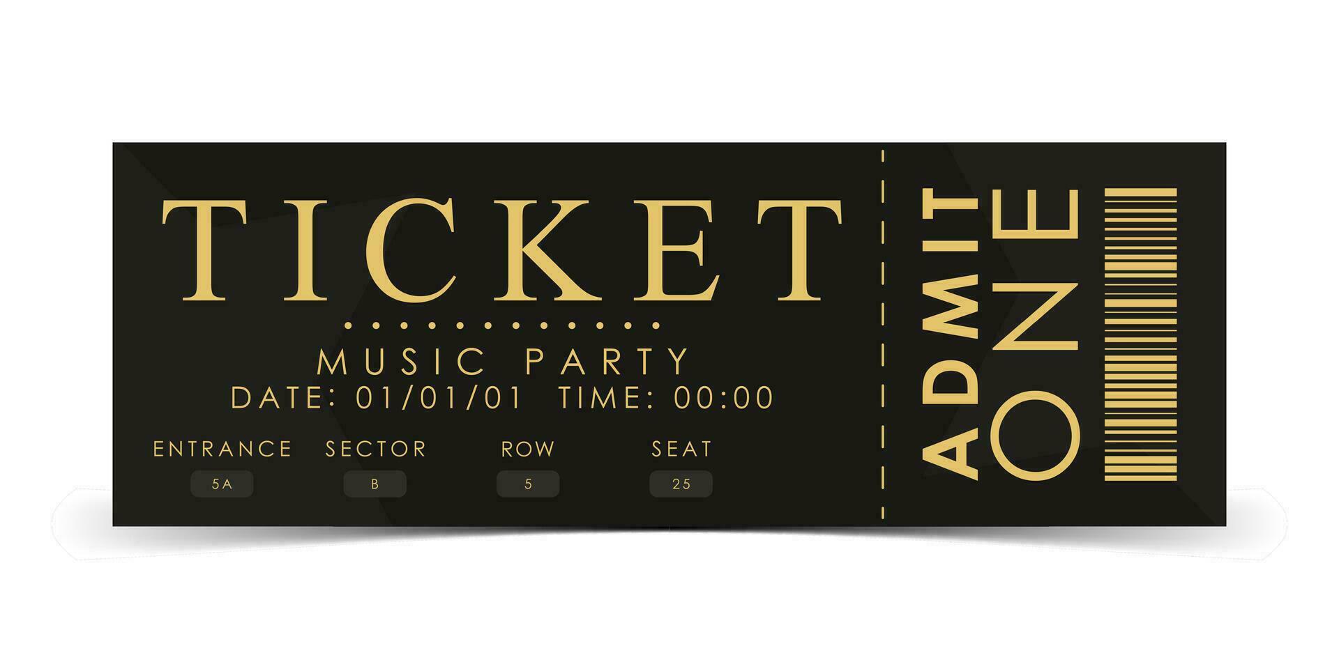 Sample ticket for a musical concert. Modern ticket card illustration template. Vector. vector