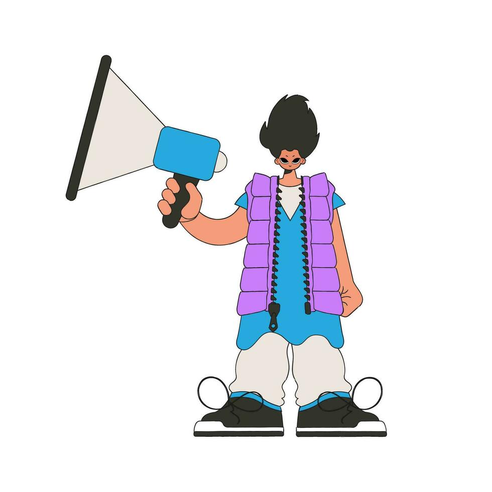 A man with a megaphone. labor market. Attracting workers. vector