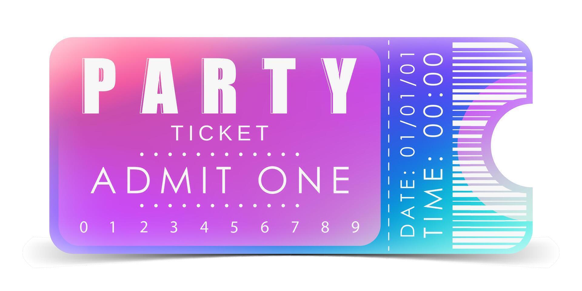 Sample ticket to enter the party. Ticket design template. Vector illustration.