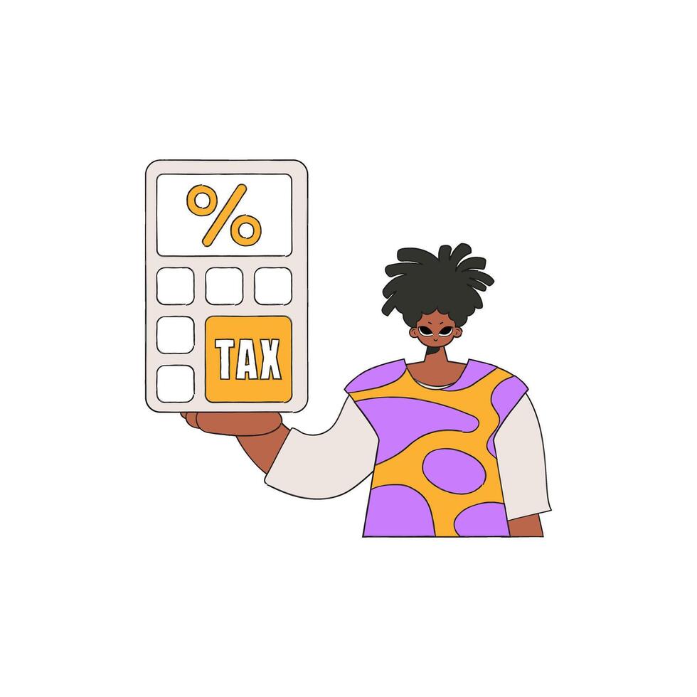 A well-dressed man holds a calculator in his hand. Tax payment theme. vector